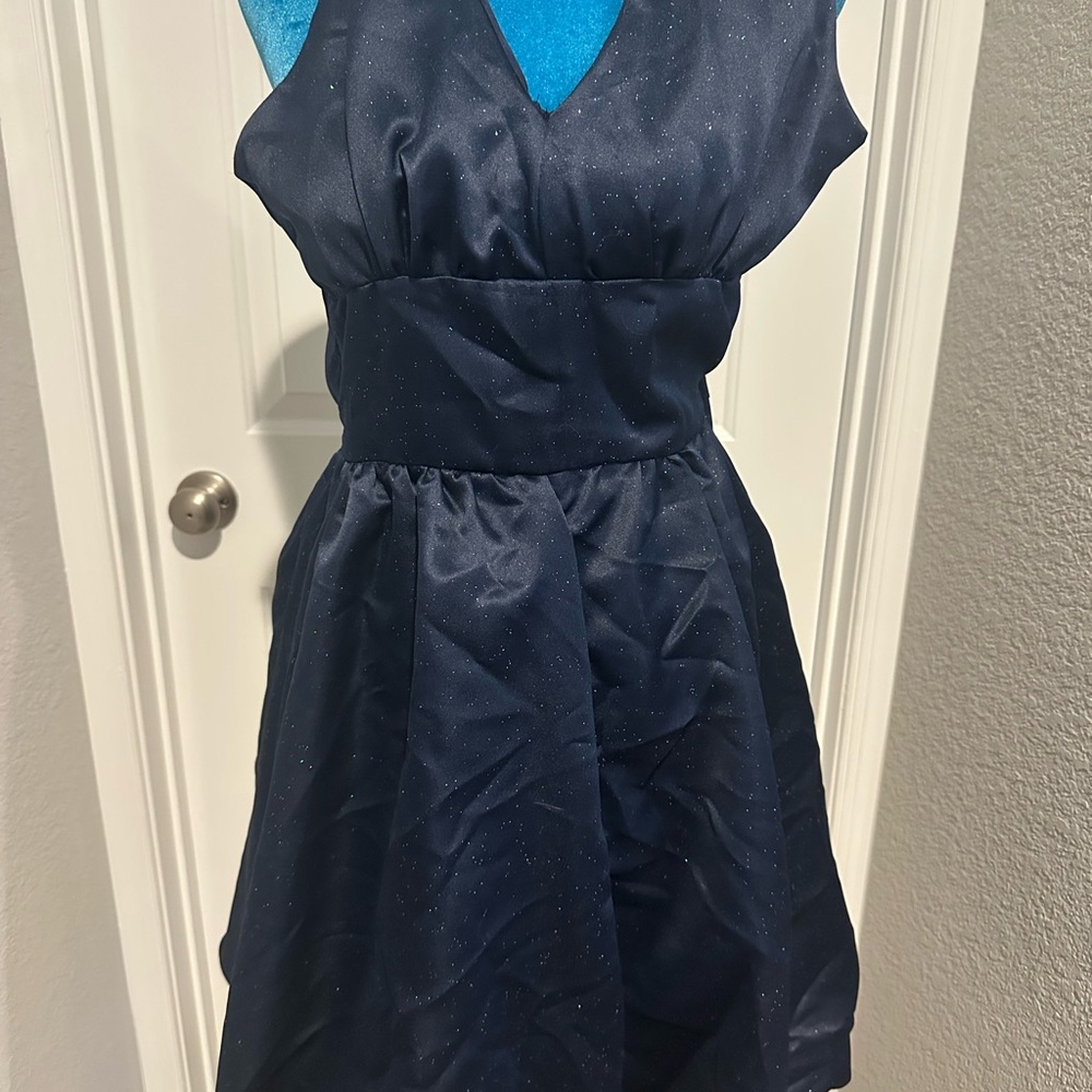 Sparkly Navy Blue Halter Party Dress – Women’s Small – Marilyn Monroe Inspired
